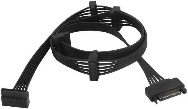 Alt view image 2 of 7 - 80cm 1 to 5 SATA 15Pin Power Y Splitter Cable, Male to 5 Female SATA Power Extension Cord for HDD SSD Optical Drive