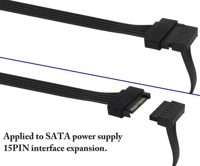 Alt view image 4 of 7 - 80cm 1 to 5 SATA 15Pin Power Y Splitter Cable, Male to 5 Female SATA Power Extension Cord for HDD SSD Optical Drive