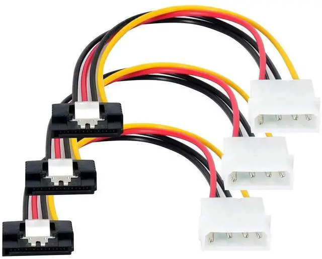 Main image of 3 Pack 7 Inch 4 Pin Molex to 15 Pin SATA Power Adapter Cable with Locking Latch