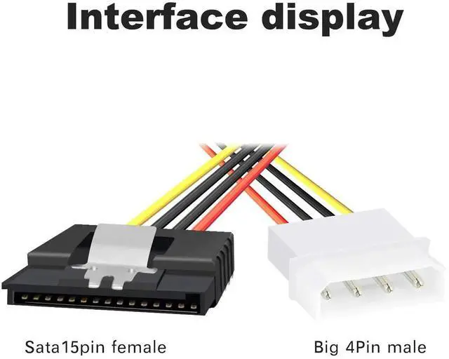 Alt view image 5 of 6 - 3 Pack 7 Inch 4 Pin Molex to 15 Pin SATA Power Adapter Cable with Locking Latch