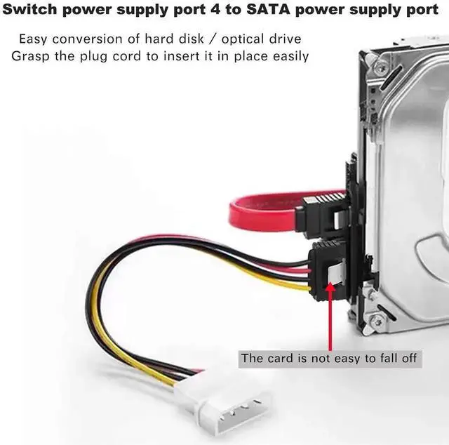 Alt view image 3 of 6 - 3 Pack 7 Inch 4 Pin Molex to 15 Pin SATA Power Adapter Cable with Locking Latch