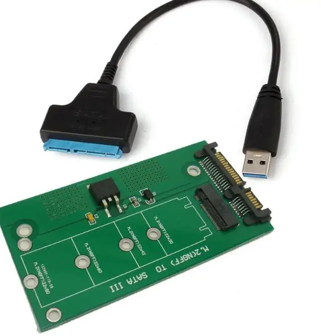 Main image of NGFF M.2 SSD SATA Adapter Card with USB 3.0 SATA Cable for M.2 SATA Solid State Drive