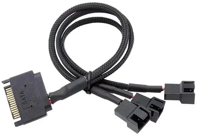 Main image of 27cm 10.6 Inch 1 to 3 SATA to 3/4 Pin Fan Power Adapter Cable, 15Pin SATA 12V Case Fan Splitter Cord