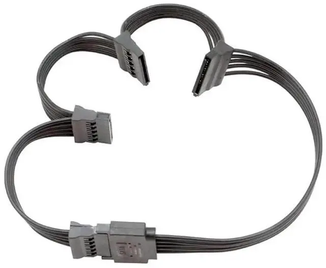 Alt view image 3 of 6 - 58cm 23 Inch 1 to 4 15Pin SATA Male to Female Power Extension Splitter Cable for Hard Drive