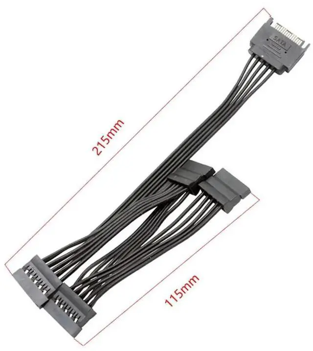 Alt view image 6 of 6 - 58cm 23 Inch 1 to 4 15Pin SATA Male to Female Power Extension Splitter Cable for Hard Drive