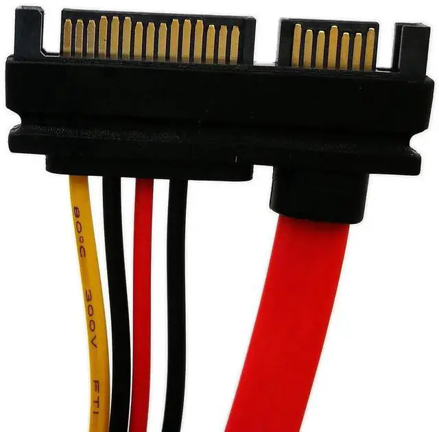 Alt view image 6 of 6 - 50cm 20 Inch Slimline 22Pin 7+15 Pin SATA Male to Female Data Power Combo Extension Cable