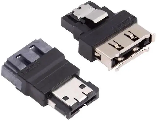 Main image of 2Pcs Portable 7Pin SATA Male to eSATA Female Adapter with Buckle External Extension Connector