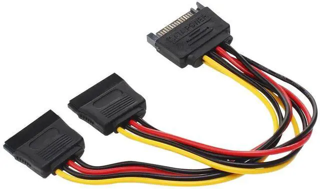 Alt view image 5 of 6 - 2 Pack 7 Inch 15 Pin SATA Male to Dual Female Y Splitter Power Cable for HDD SSD Optical Drive