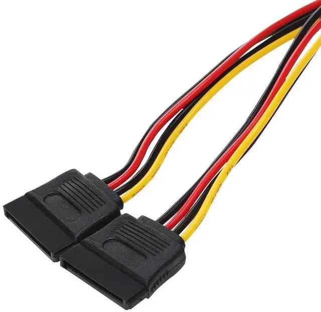 Alt view image 3 of 6 - 2 Pack 7 Inch 15 Pin SATA Male to Dual Female Y Splitter Power Cable for HDD SSD Optical Drive