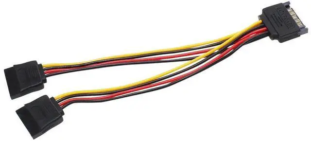 Alt view image 6 of 6 - 2 Pack 7 Inch 15 Pin SATA Male to Dual Female Y Splitter Power Cable for HDD SSD Optical Drive