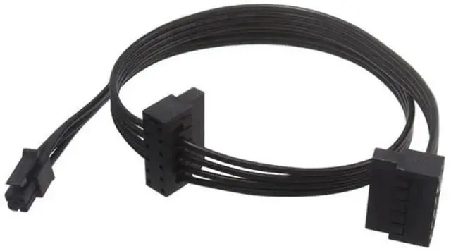Main image of 18 Inch 46cm Mini 4 Pin ATX to Dual Right Angle SATA Power Cable Black for Lenovo Motherboard