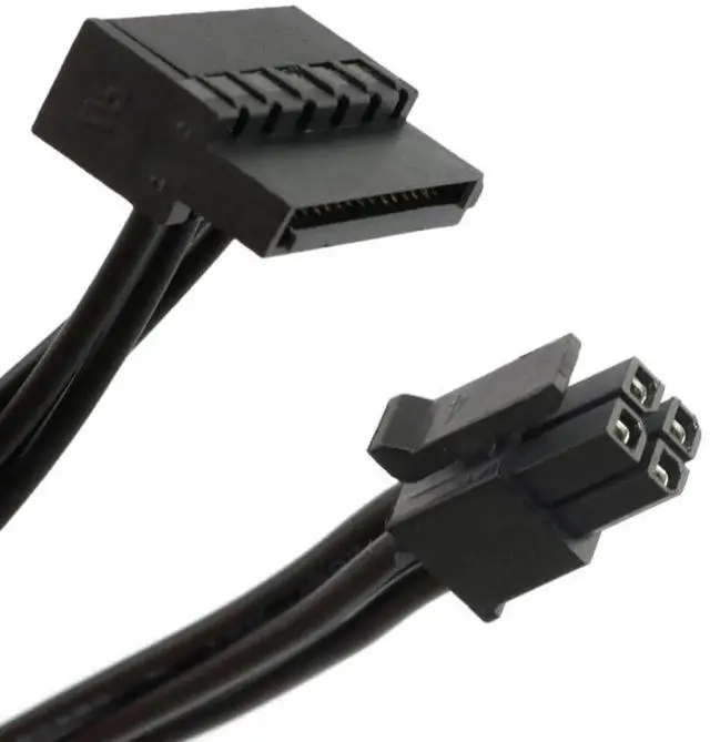 Alt view image 3 of 3 - 18 Inch 46cm Mini 4 Pin ATX to Dual Right Angle SATA Power Cable Black for Lenovo Motherboard