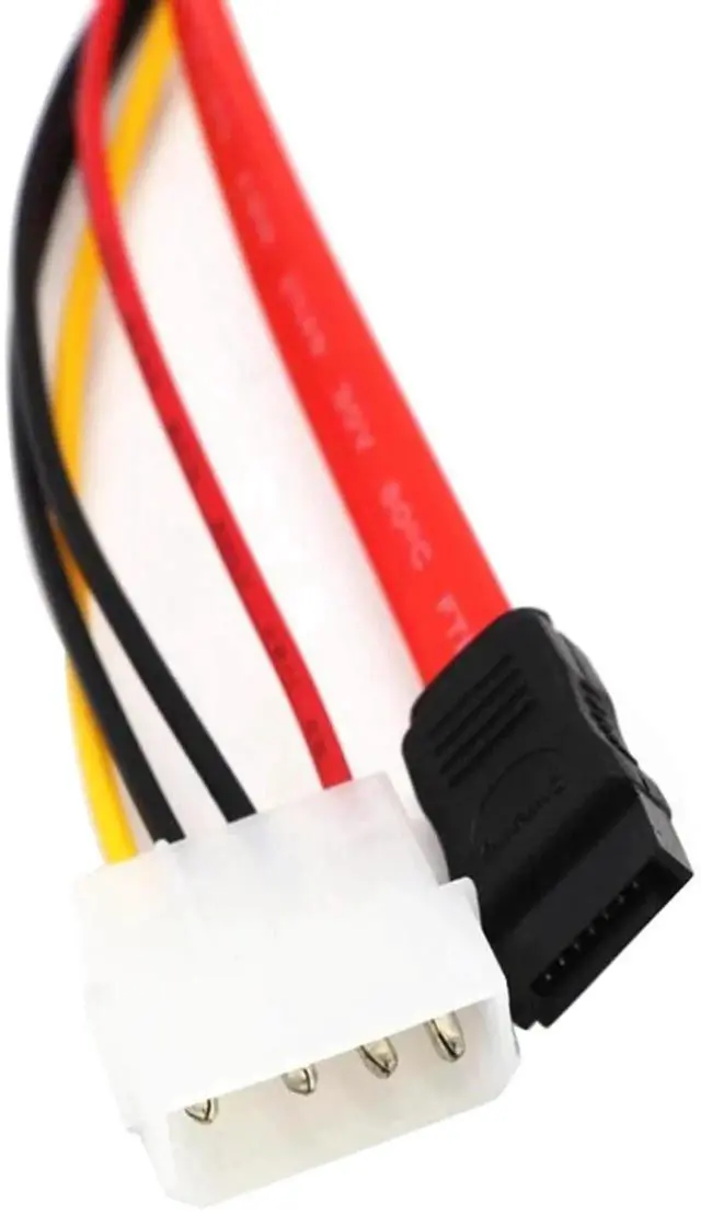 Alt view image 6 of 6 - SATA Combo Cable 7Pin Data + 15Pin Power Cable 4Pin Molex to SATA IDE Optical Drive Power Adapter Cord