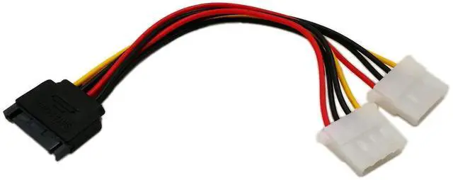 Alt view image 3 of 6 - 6 Inch 15 Pin SATA Male to Dual 4 Pin Molex LP4 Female IDE Power Y Adapter Cable for IDE HDD DVD Drive
