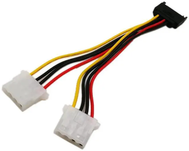 Alt view image 5 of 6 - 6 Inch 15 Pin SATA Male to Dual 4 Pin Molex LP4 Female IDE Power Y Adapter Cable for IDE HDD DVD Drive