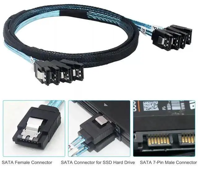 Alt view image 3 of 5 - SAS 4.0 4 Ports SATA 7Pin Female Hard Drive Connection Cable 50CM