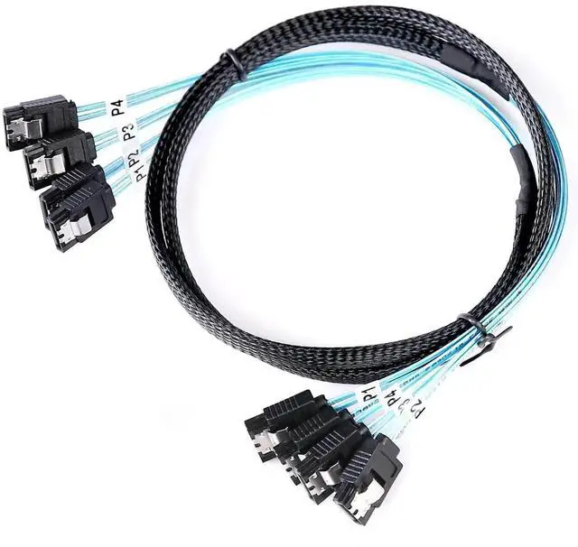 Main image of 4Pcs 1M 3.3FT SATA III 6Gbps Data Cable High Speed SATA Cord for Server PC SSD HDD CD DVD RAID