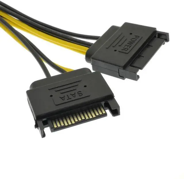 Alt view image 4 of 6 - 8.6 Inch 22cm Dual SATA to 6+2 Pin 8Pin GPU Power Supply Adapter Cable 1 Pack