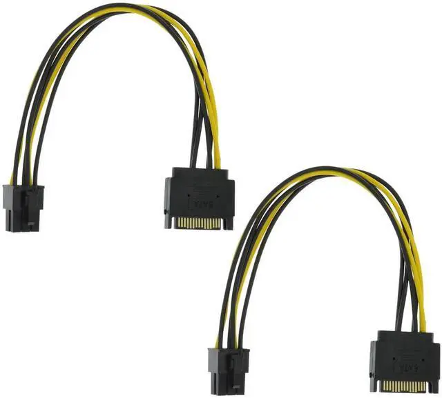 Main image of 2 Packs 8.6 Inch 22cm SATA 15Pin to 6Pin PCI-E GPU Power Adapter Cable