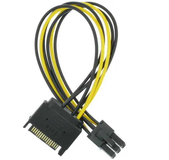 Alt view image 6 of 6 - 2 Packs 8.6 Inch 22cm SATA 15Pin to 6Pin PCI-E GPU Power Adapter Cable