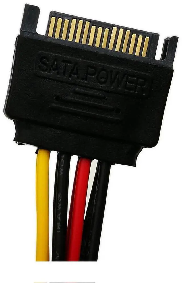 Alt view image 5 of 6 - 90 Degree 15Pin SATA 1 to 2 Y Splitter Cable Latch Type Male to Dual Female Power Extension Cord