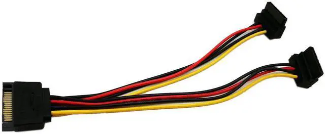 Alt view image 6 of 6 - 90 Degree 15Pin SATA 1 to 2 Y Splitter Cable Latch Type Male to Dual Female Power Extension Cord