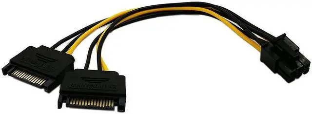 Main image of 6 Inch 6Pin PCI-E to 15Pin SATA Power Adapter Cable Graphics Card Power Converter Cord