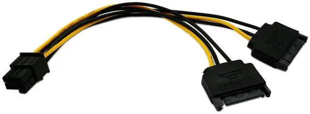 Alt view image 2 of 6 - 6 Inch 6Pin PCI-E to 15Pin SATA Power Adapter Cable Graphics Card Power Converter Cord
