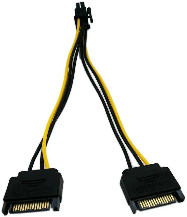 Alt view image 5 of 6 - 6 Inch 6Pin PCI-E to 15Pin SATA Power Adapter Cable Graphics Card Power Converter Cord