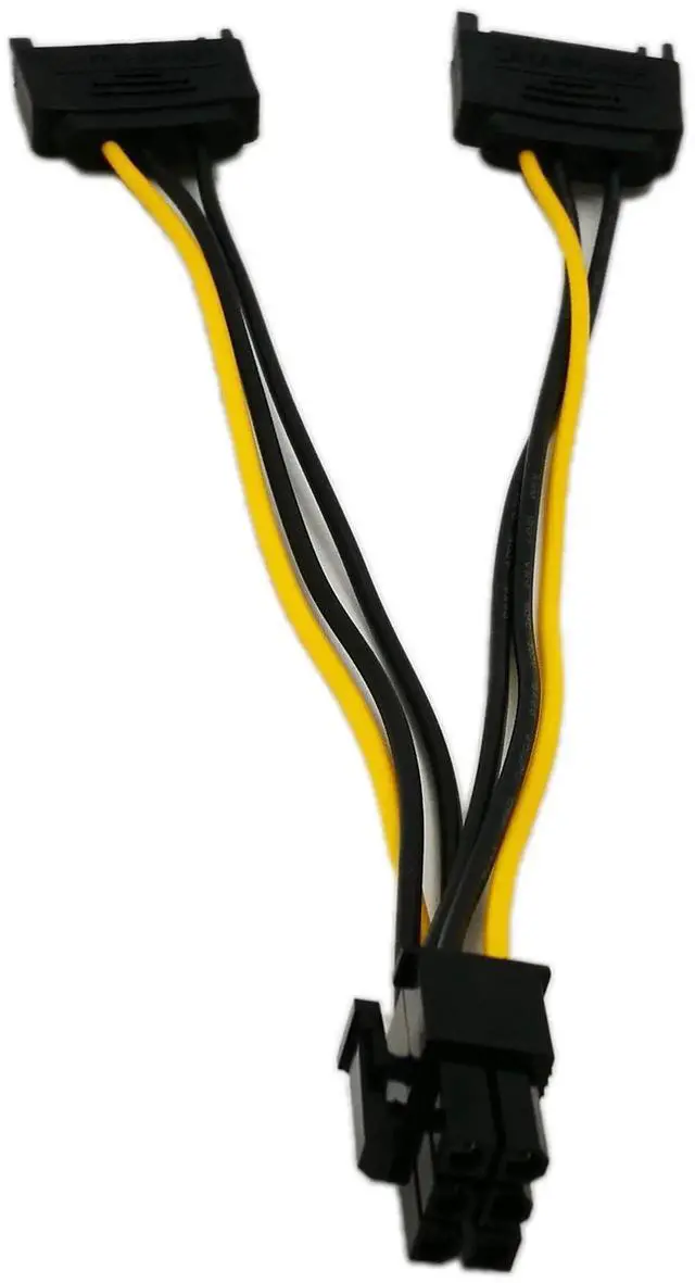 Alt view image 6 of 6 - 6 Inch 6Pin PCI-E to 15Pin SATA Power Adapter Cable Graphics Card Power Converter Cord