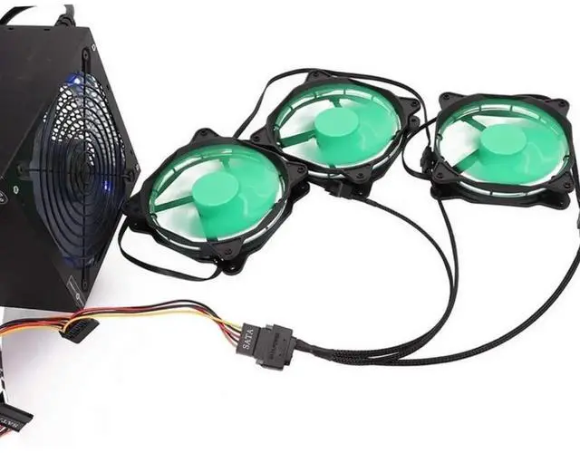 Alt view image 2 of 7 - 2 Pack 15Pin SATA to 3 Way 3/4 Pin PWM Fan Power Splitter Cable 12V PC Case Cooling Fan Adapter Cord