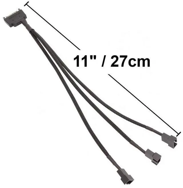 Alt view image 4 of 7 - 2 Pack 15Pin SATA to 3 Way 3/4 Pin PWM Fan Power Splitter Cable 12V PC Case Cooling Fan Adapter Cord