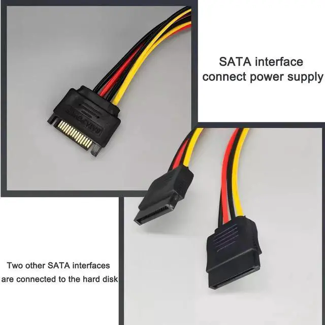 Alt view image 7 of 7 - 2Pcs 15Pin SATA Power Y Splitter Cable Male to Dual 15Pin Female for HDD SSD Hard Drive