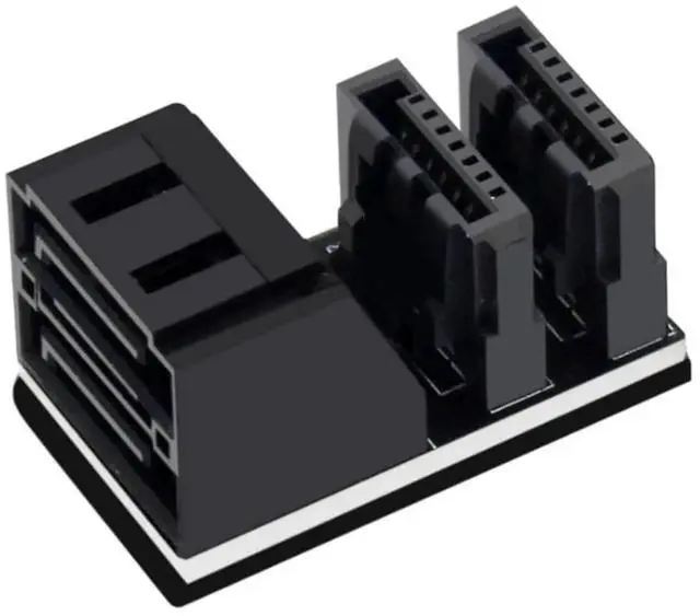 Main image of 2Pcs 90 Degree Double SATA 7Pin Male to Female Angled Adapter for Desktop SSD HDD Mainboard