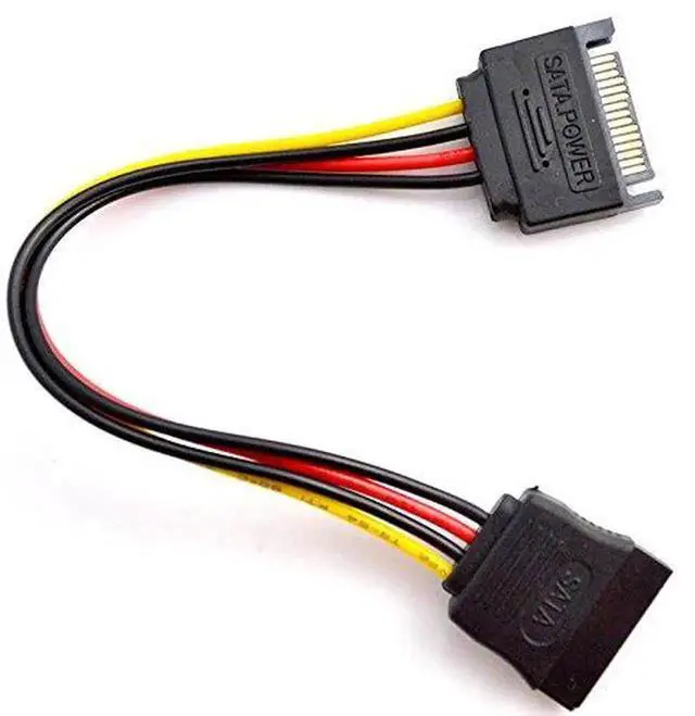 Alt view image 2 of 3 - 8 Inch 15Pin SATA Male to Female Power Extension Cable for HDD SSD