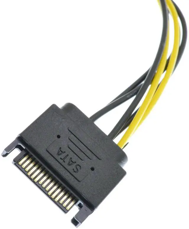 Alt view image 2 of 5 - 8.6 Inch 22cm 15Pin SATA to 6Pin GPU Power Adapter Cable for Graphics Card