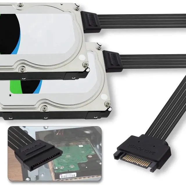 Alt view image 7 of 7 - 2Pcs 20cm 15Pin SATA Male to Dual Female Y Splitter Power Cable for HDD SSD