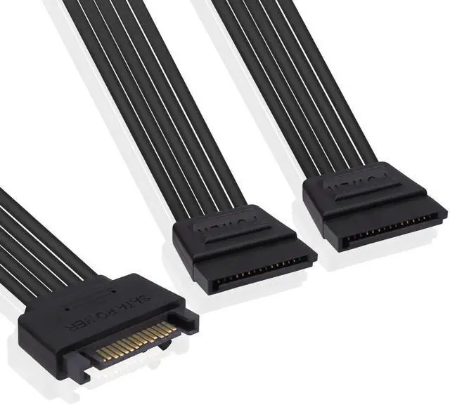 Alt view image 2 of 7 - 2Pcs 20cm 15Pin SATA Male to Dual Female Y Splitter Power Cable for HDD SSD