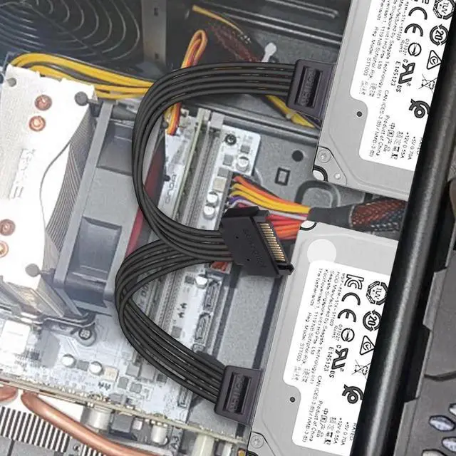 Alt view image 3 of 7 - 2Pcs 20cm 15Pin SATA Male to Dual Female Y Splitter Power Cable for HDD SSD