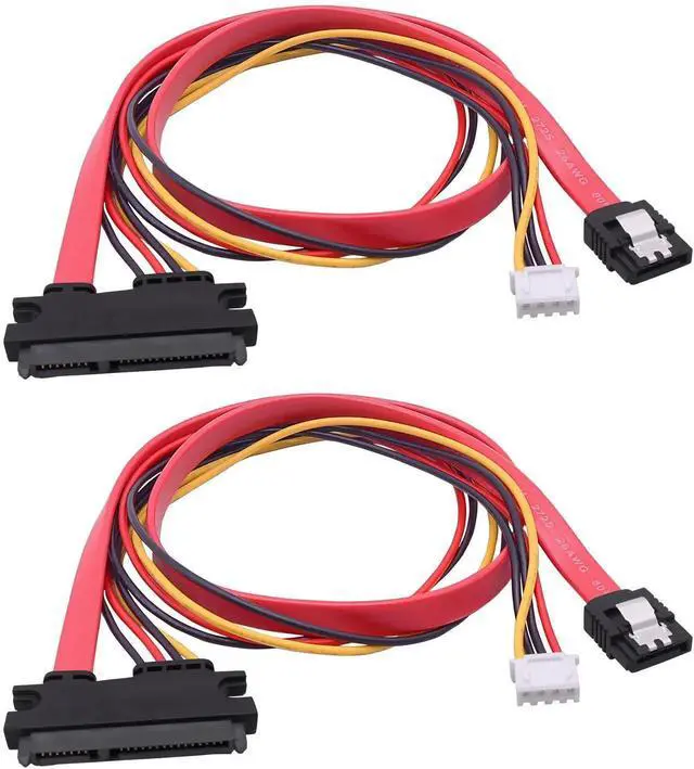 Main image of 2Pcs 50cm 1.64ft 22Pin SATA Combo Cable 7+15 to 7Pin Data XH2.5 4Pin Power Integrated Extension Cord for Hard Drive Optical Drive PC Modding