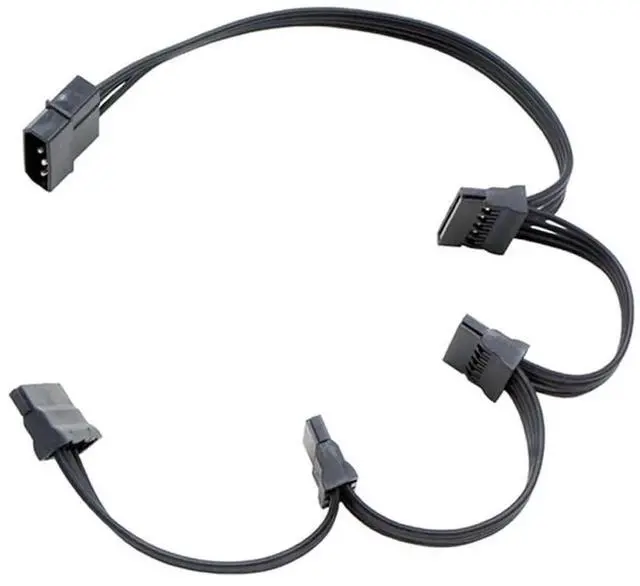 Main image of 23 Inch 58cm 4Pin Molex Male To 4 Port 15Pin SATA Female 1 To 4 Power Splitter Cable For HDD SSD