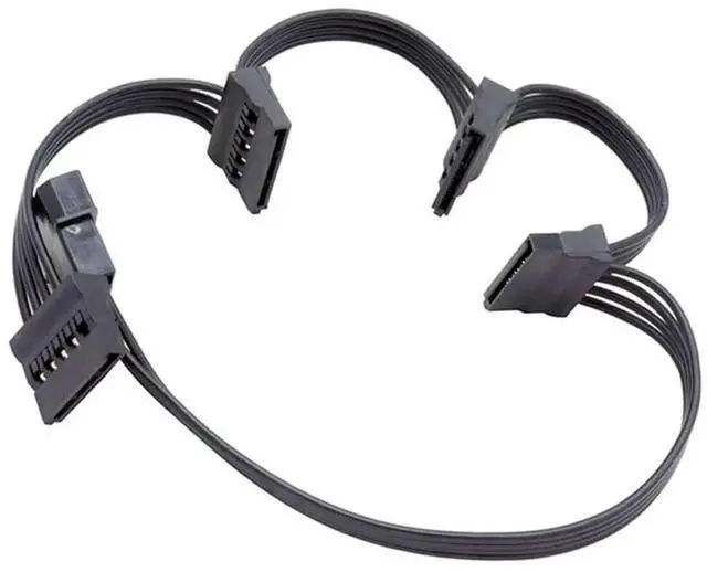 Alt view image 2 of 6 - 23 Inch 58cm 4Pin Molex Male To 4 Port 15Pin SATA Female 1 To 4 Power Splitter Cable For HDD SSD