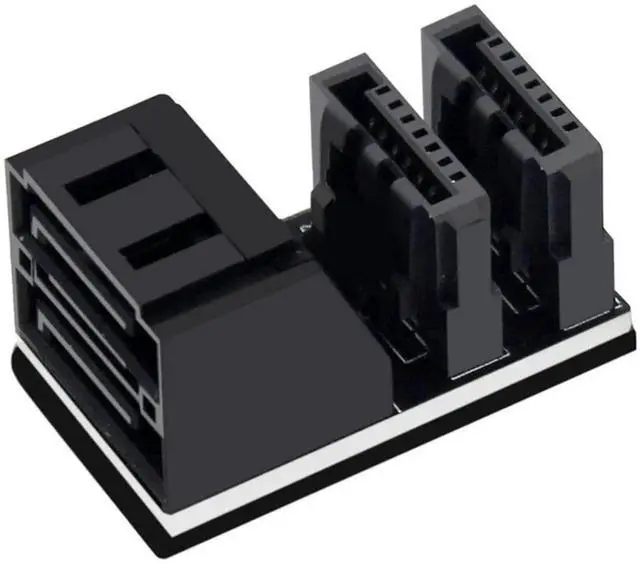 Main image of 90 Degree Vertical Dual Port SATA 7Pin Female to Male Angled Adapter Low Profile for Desktop SSD HDD Motherboard