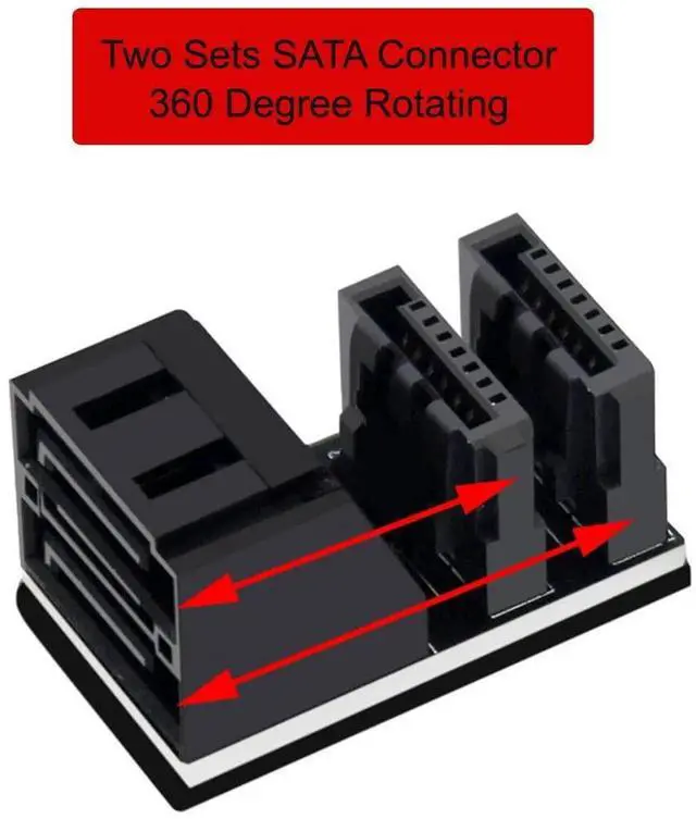 Alt view image 5 of 6 - 90 Degree Vertical Dual Port SATA 7Pin Female to Male Angled Adapter Low Profile for Desktop SSD HDD Motherboard