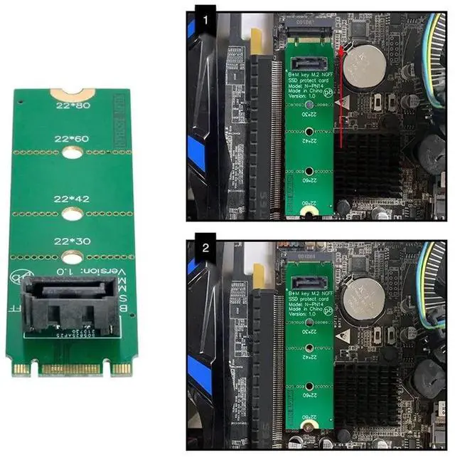 Alt view image 6 of 7 - NGFF B/M Key M.2 to Vertical 7Pin SATA Adapter Card M.2 SSD to SATA PCB Extension Converter