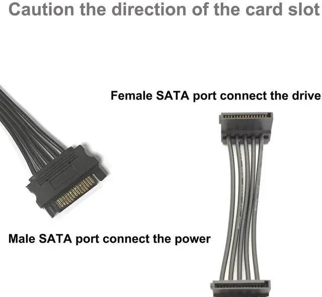 Alt view image 3 of 7 - 19.7 Inch 500mm Black 15Pin SATA 1 Male to 5 Female Power Splitter Cable for HDD SSD Optical Drive