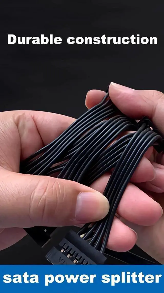 Alt view image 4 of 7 - 19.7 Inch 500mm Black 15Pin SATA 1 Male to 5 Female Power Splitter Cable for HDD SSD Optical Drive