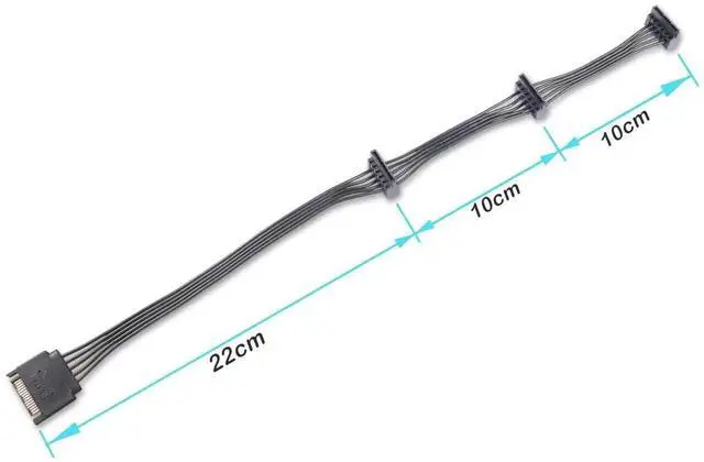 Alt view image 5 of 5 - 16.5 Inch 1 To 3 SATA 15Pin Male To Female Power Splitter Cable For PC NAS Server SSD HDD Optical Drive