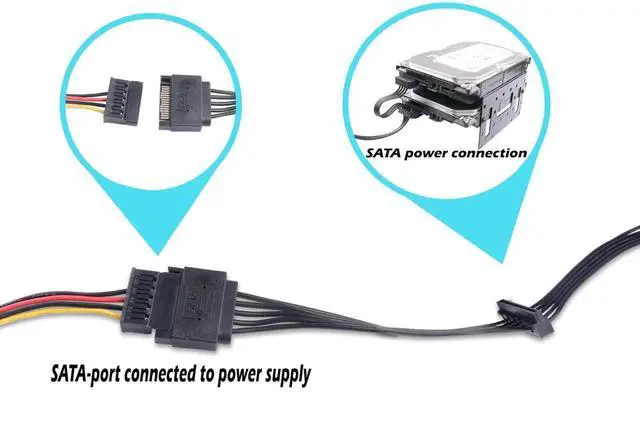 Alt view image 3 of 5 - 16.5 Inch 1 To 3 SATA 15Pin Male To Female Power Splitter Cable For PC NAS Server SSD HDD Optical Drive