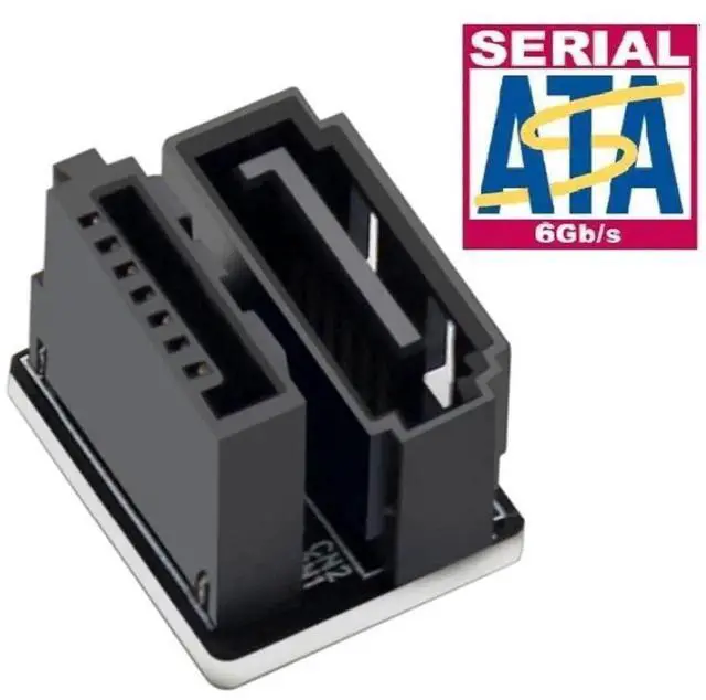 Alt view image 3 of 5 - 360 Degree Rotatable SATA 7Pin Female to Male Angled Adapter for SSD HDD Desktop Motherboard